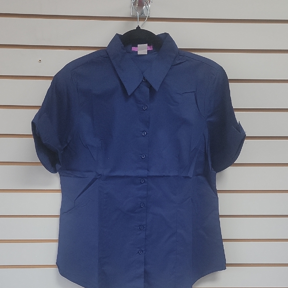 Navy Blue Women's Button-Up Shirt - Picture 3 of 5